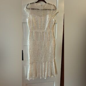 White Sequin Fit and Flare dress